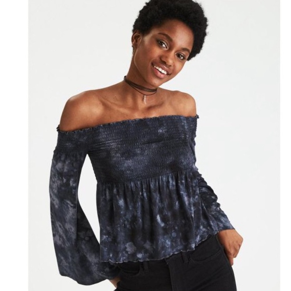 American Eagle | off the shoulder tie dye smocked top M